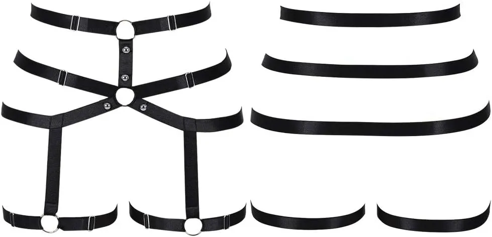 Women body harness Garter belt Leg strap Lingerie cage Soft Elasticity Carnival Punk Gothic Adjustable
