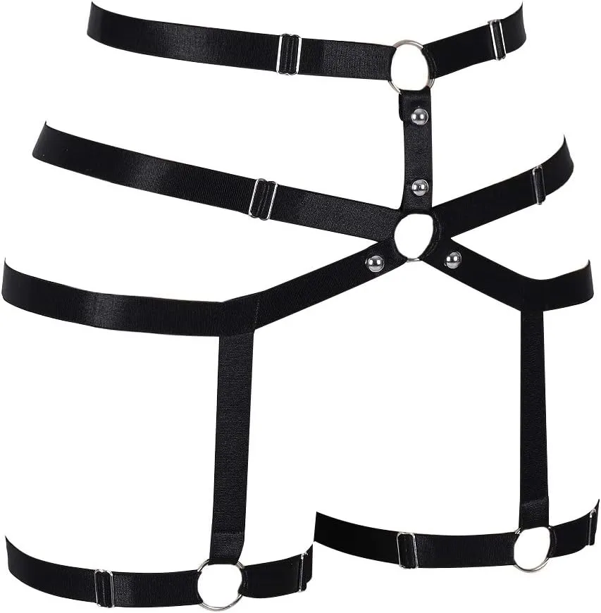 Women body harness Garter belt Leg strap Lingerie cage Soft Elasticity Carnival Punk Gothic Adjustable