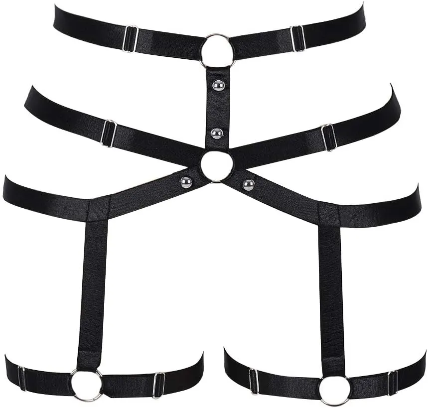 Women body harness Garter belt Leg strap Lingerie cage Soft Elasticity Carnival Punk Gothic Adjustable