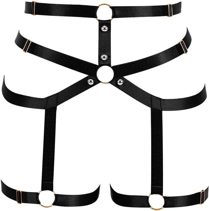 Women body harness Garter belt Leg strap Lingerie cage Soft Elasticity Carnival Punk Gothic Adjustable