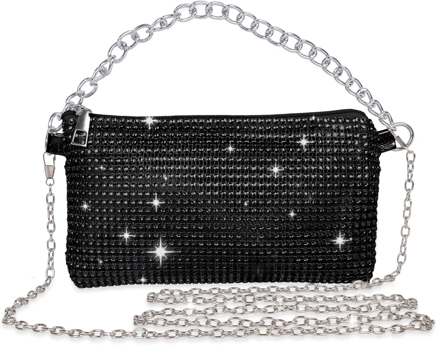 Women Crossbody Bag Rhinestone Bling Evening Clutch Bag,Ladies Handbag Glitter Messenger Bag Sparkly Rhinestone Purses,Women's Bling Shoulder Bags for Banquet Wedding Party,Black
