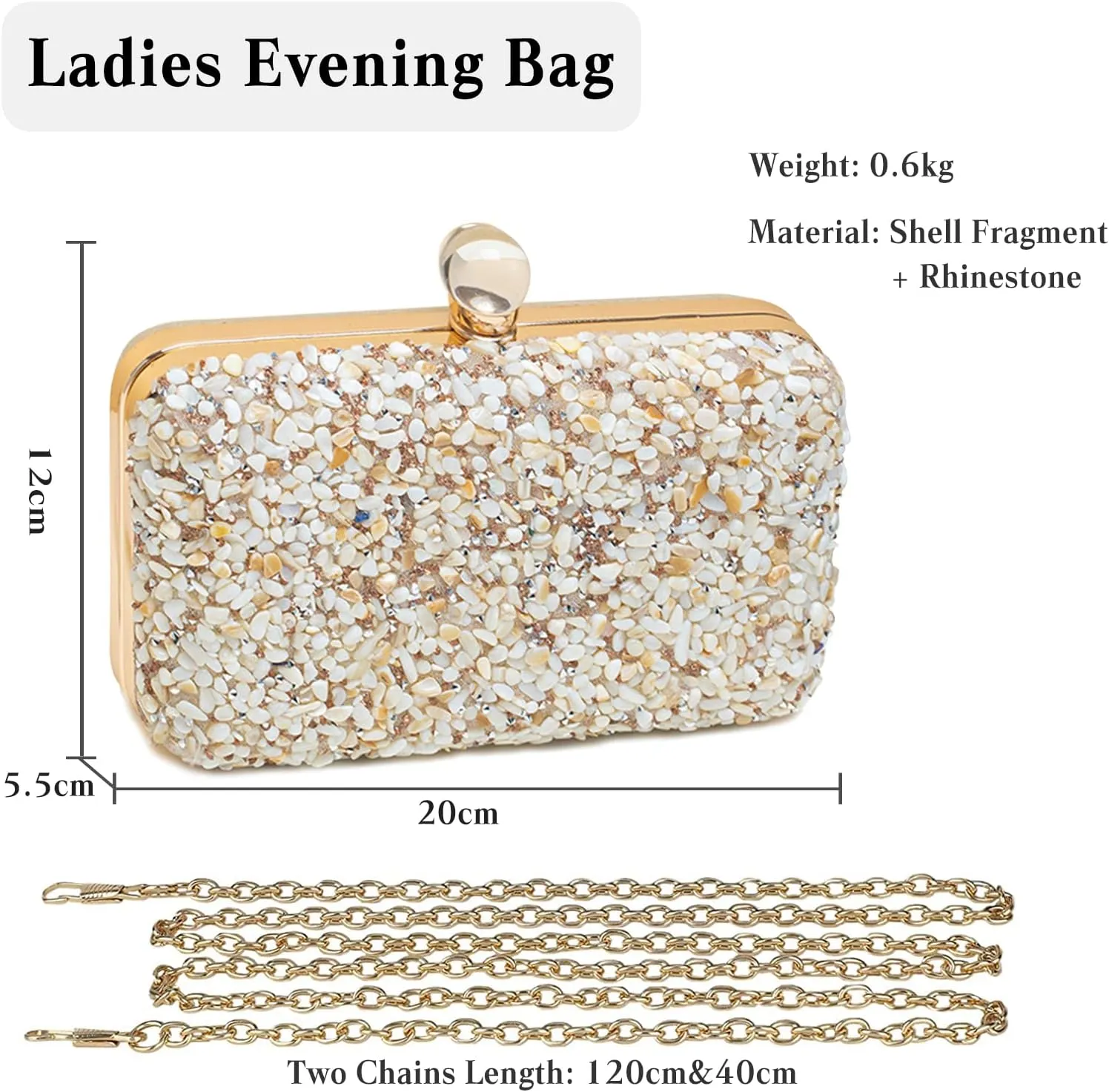 Women Evening Bag Rhinestone Clutch Bag Ladies Handbag With Detachable Chain Bridal Wedding Purse