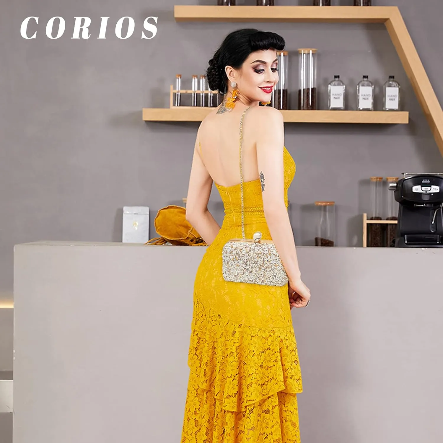 Women Evening Bag Rhinestone Clutch Bag Ladies Handbag With Detachable Chain Bridal Wedding Purse