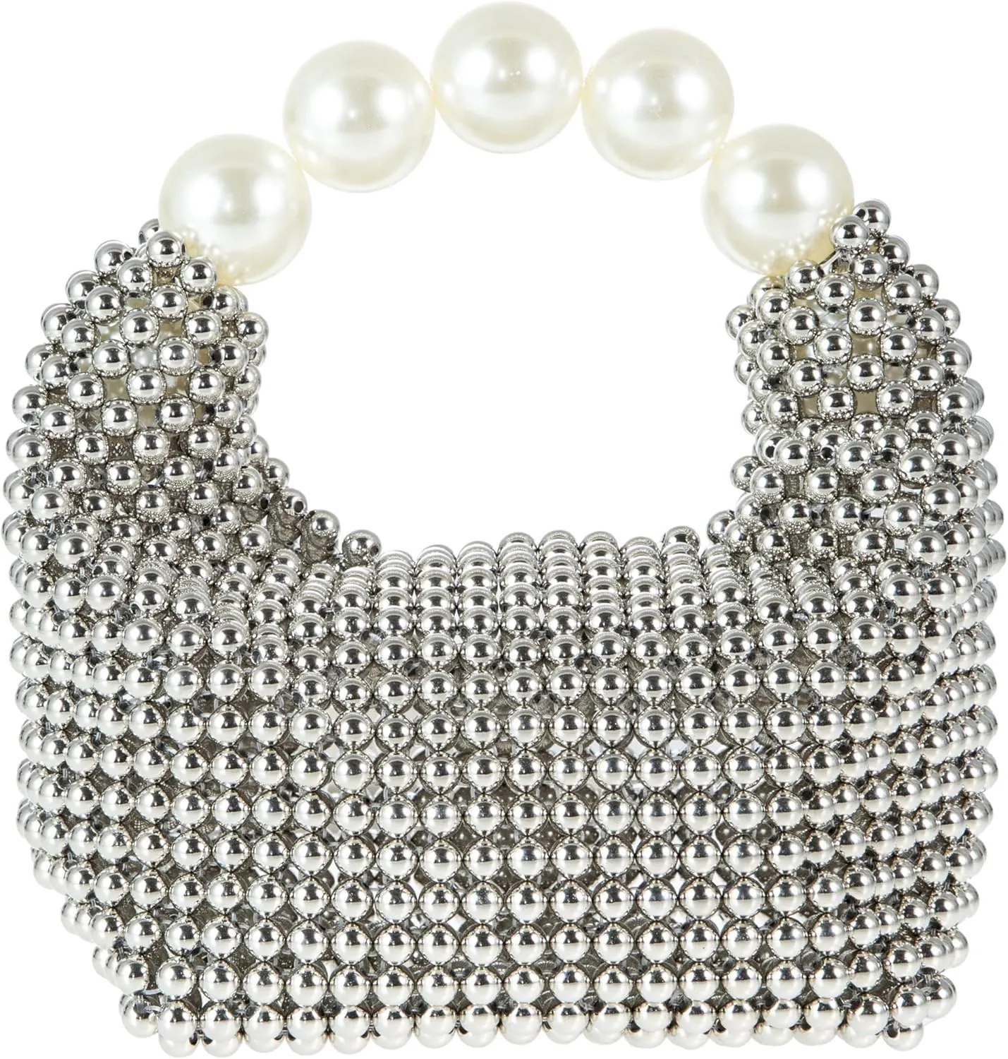 Women Pearl Beaded Clutch Handle Bag Evening HandBag for Wedding Party