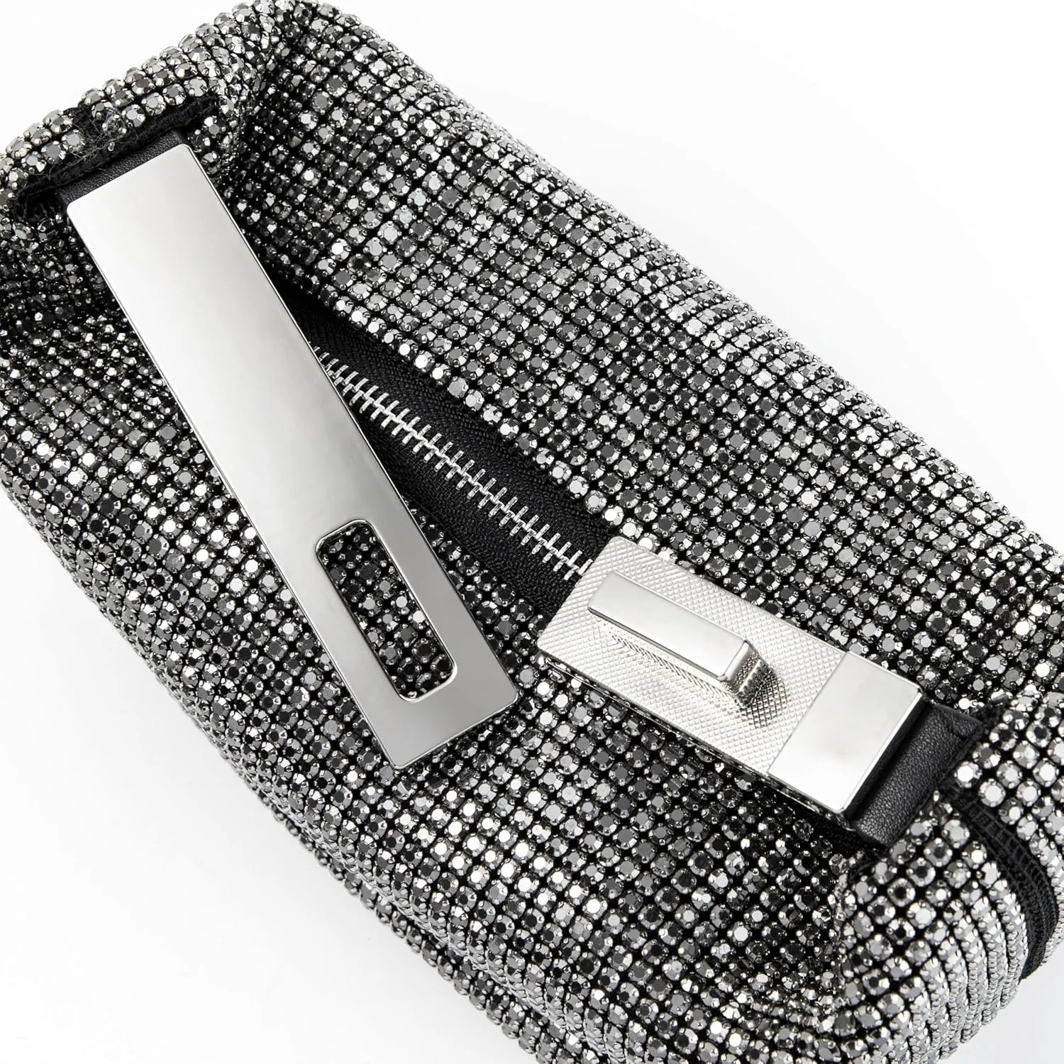 Women Rhinestone Handbag Metal Handle Sparkling Clutch Crystal Evening Bag for Wedding Party