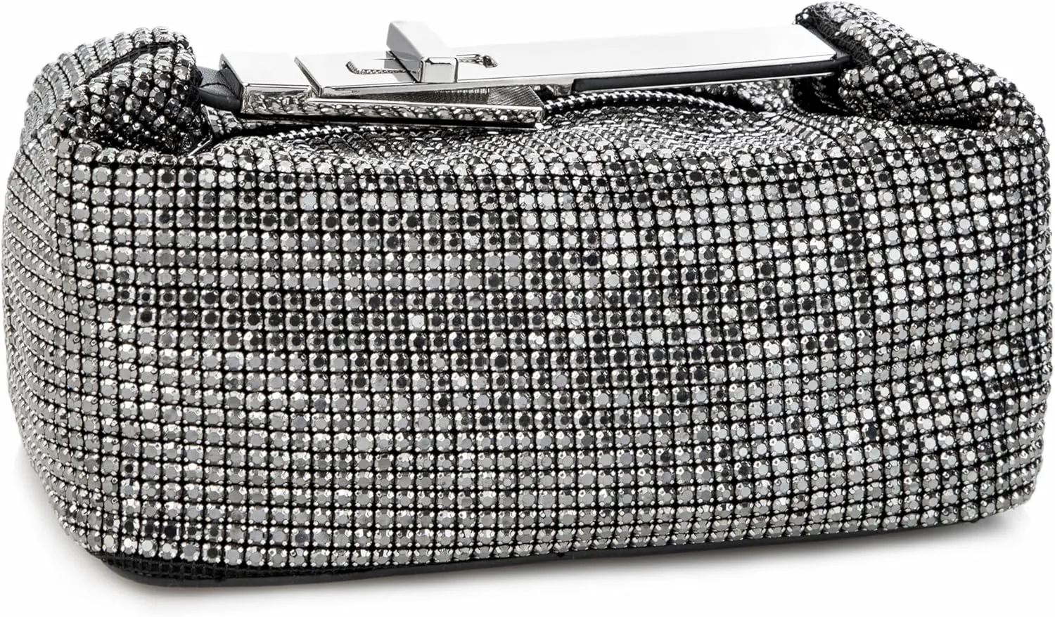 Women Rhinestone Handbag Metal Handle Sparkling Clutch Crystal Evening Bag for Wedding Party