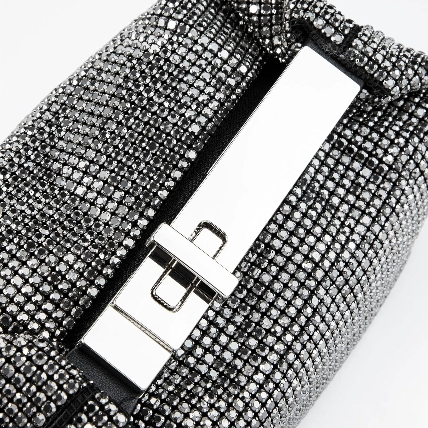 Women Rhinestone Handbag Metal Handle Sparkling Clutch Crystal Evening Bag for Wedding Party