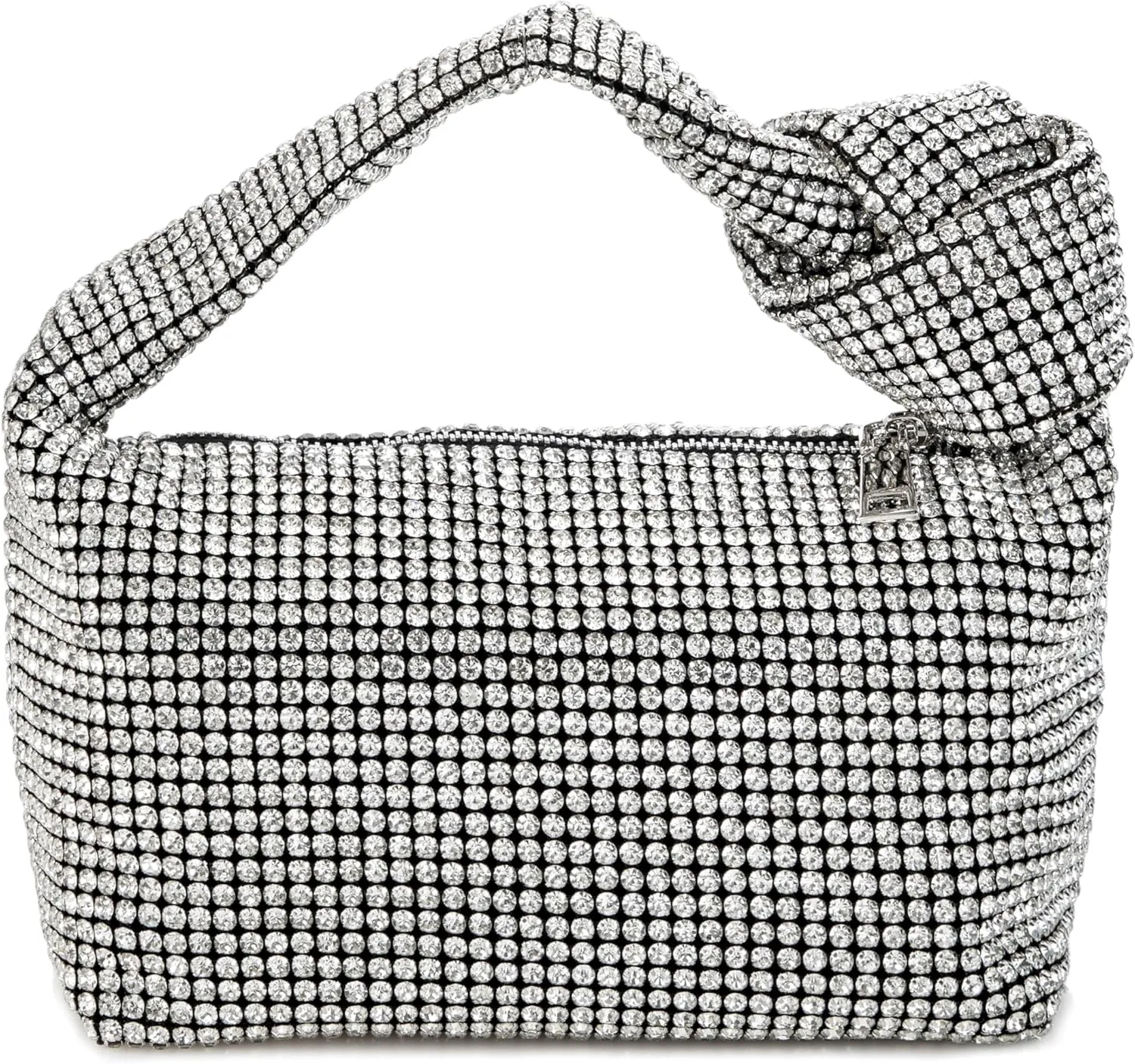 Women Rhinestone Knotted Evening Bag Sparkling Clutch Crystal Handbag for Wedding Party