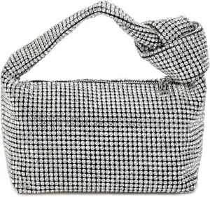 Women Rhinestone Knotted Evening Bag Sparkling Clutch Crystal Handbag for Wedding Party