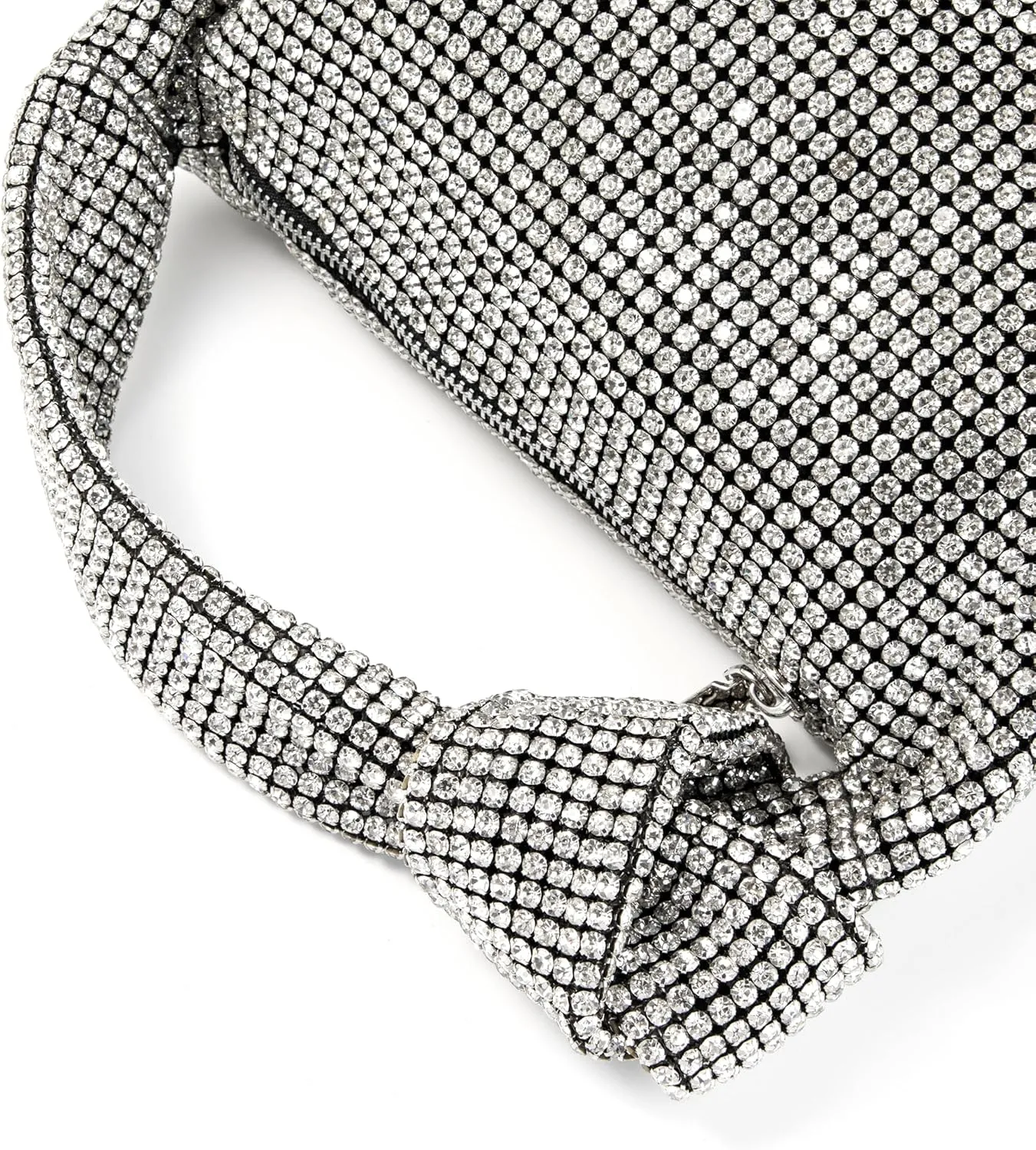 Women Rhinestone Knotted Evening Bag Sparkling Clutch Crystal Handbag for Wedding Party