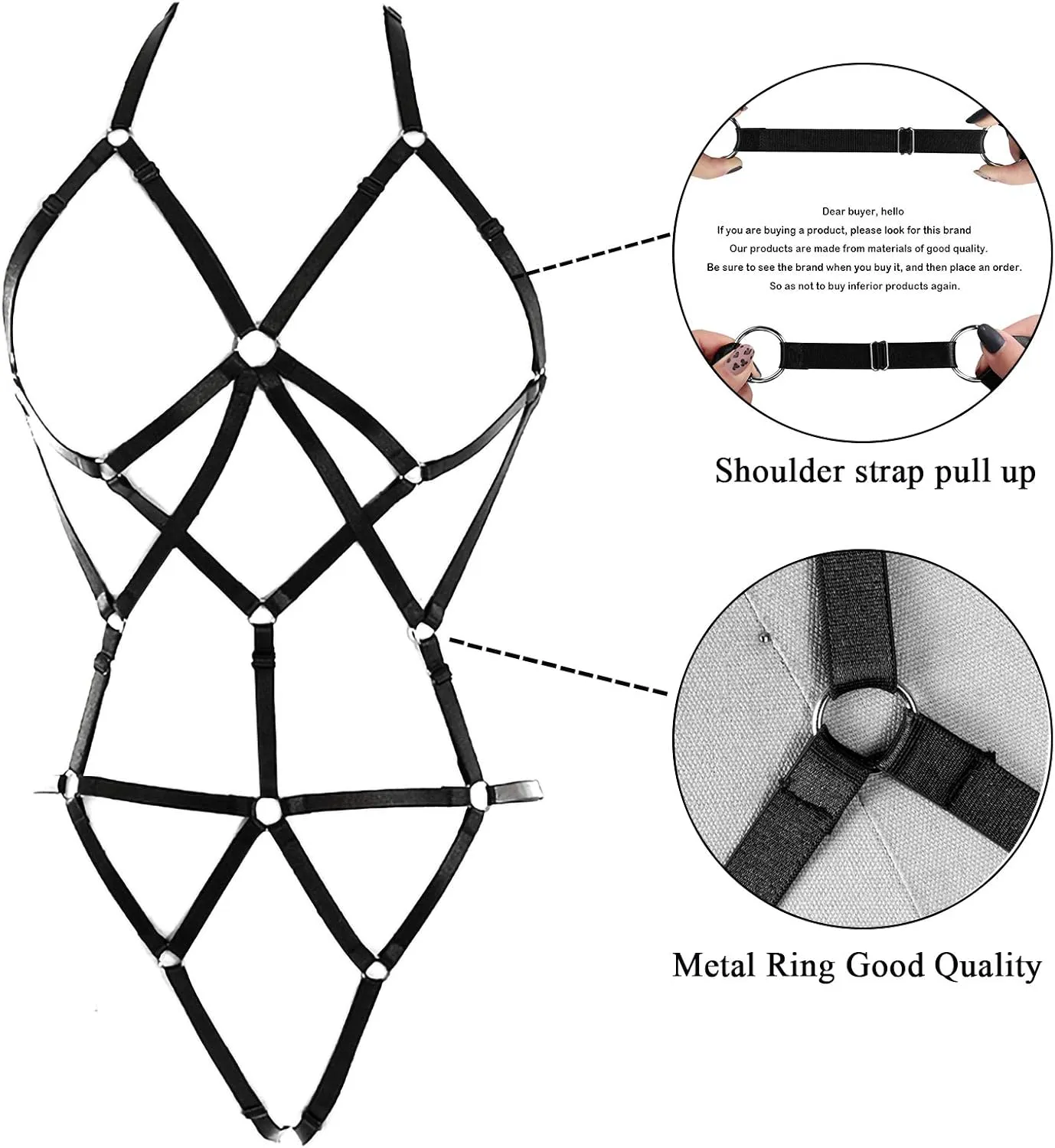 Women Strappy Full Body Harness Lingerie Garter Belt Set Plus Size Waist Hollow Crop Tops Bra Punk Gothic Festival Wear