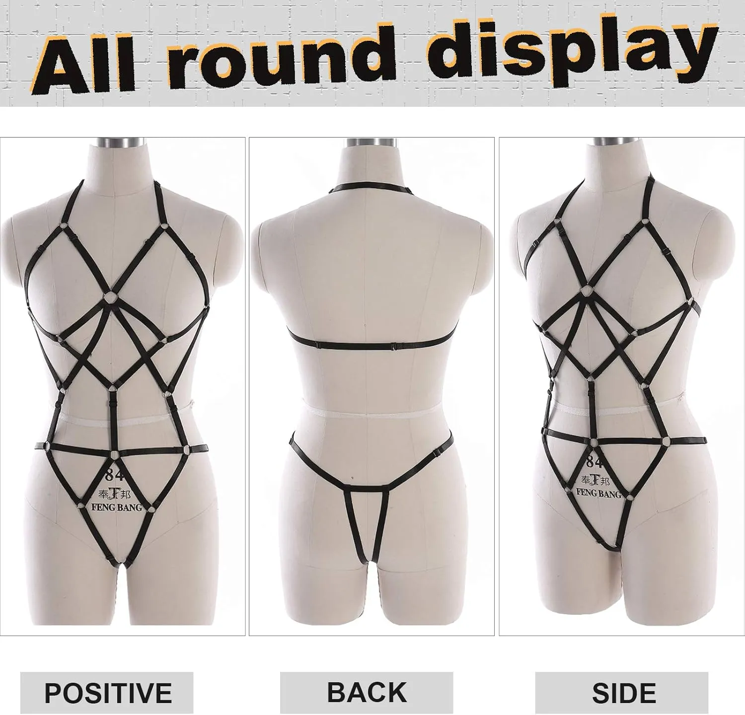 Women Strappy Full Body Harness Lingerie Garter Belt Set Plus Size Waist Hollow Crop Tops Bra Punk Gothic Festival Wear