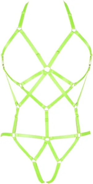 Women Strappy Full Body Harness Lingerie Garter Belt Set Plus Size Waist Hollow Crop Tops Bra Punk Gothic Festival Wear