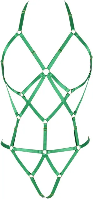 Women Strappy Full Body Harness Lingerie Garter Belt Set Plus Size Waist Hollow Crop Tops Bra Punk Gothic Festival Wear
