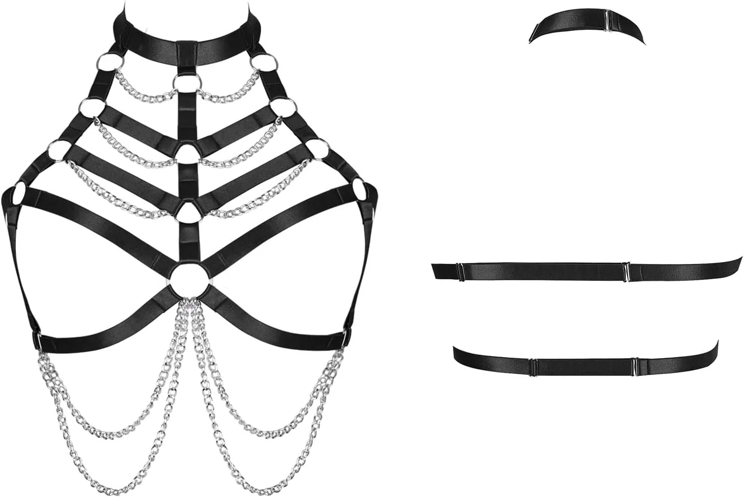 Women's Body Cage Breast Harness Belts Hollow Out Bra Strappy Plus Size Lingerie New Punk Gothic Rave Charm Tops Bras