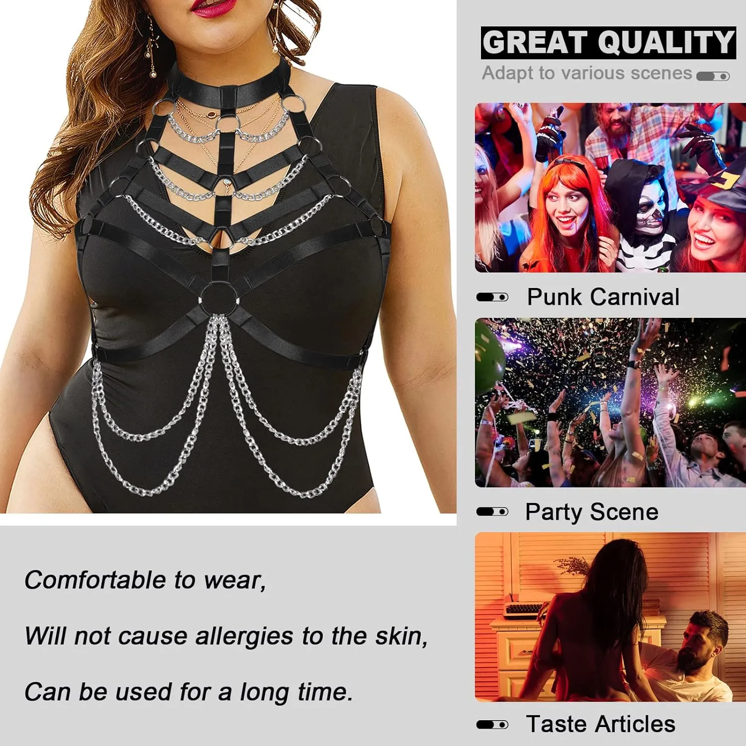 Women's Body Cage Breast Harness Belts Hollow Out Bra Strappy Plus Size Lingerie New Punk Gothic Rave Charm Tops Bras