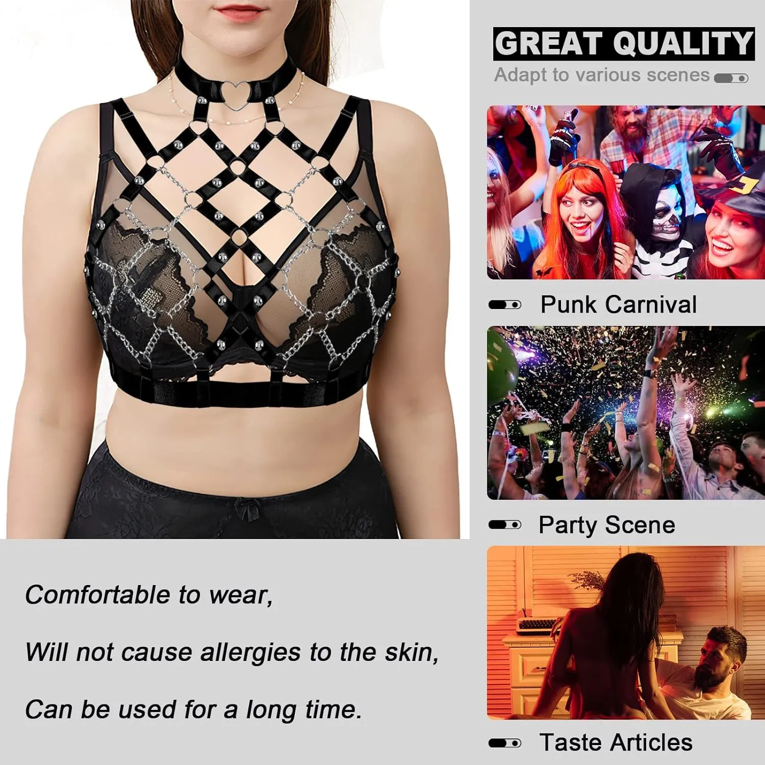 Women's Body Cage Breast Harness Belts Hollow Out Bra Strappy Plus Size Lingerie New Punk Gothic Rave Charm Tops Bras