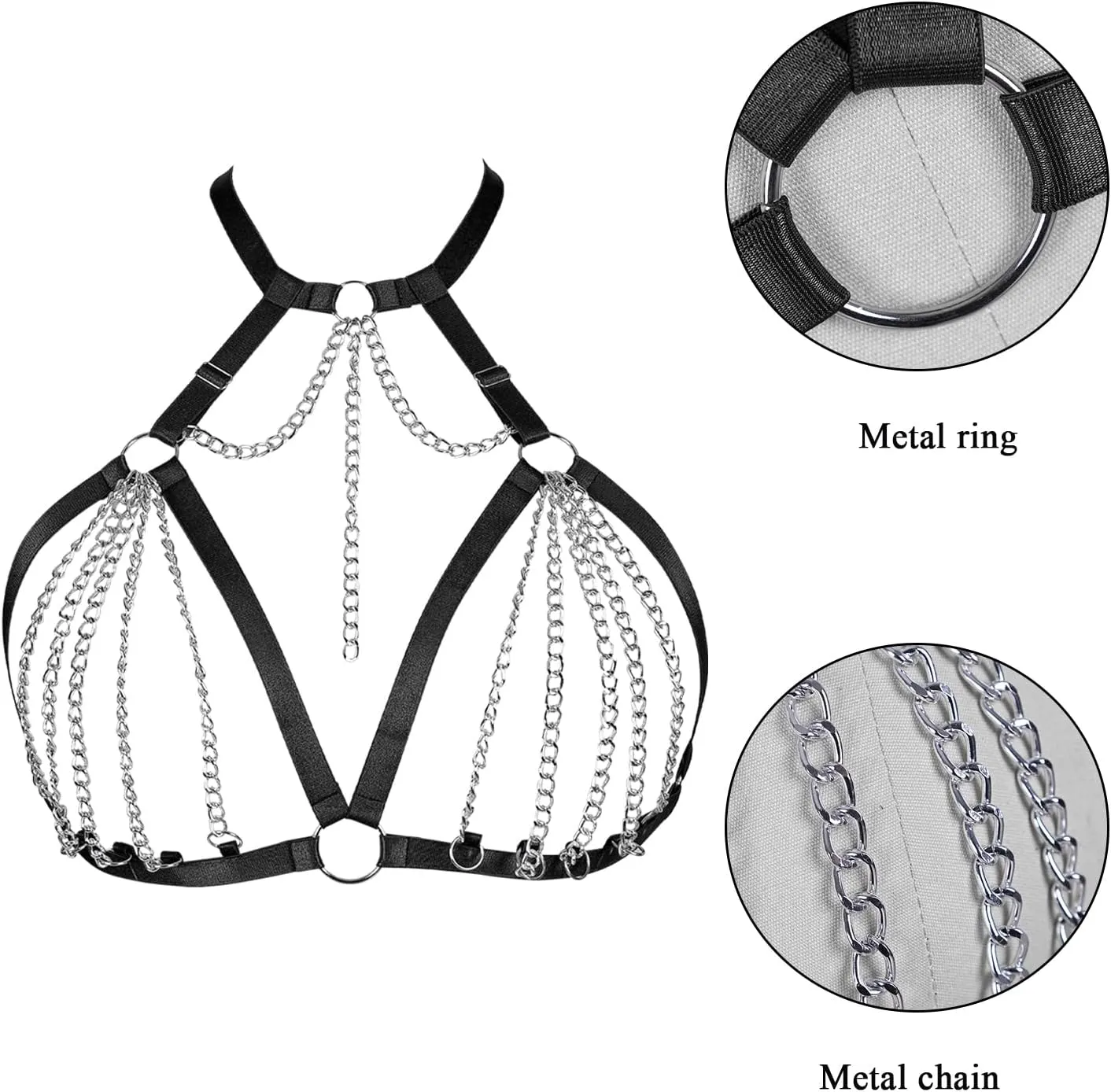 Women's Body Cage Breast Harness Belts Hollow Out Bra Strappy Plus Size Lingerie New Punk Gothic Rave Charm Tops Bras