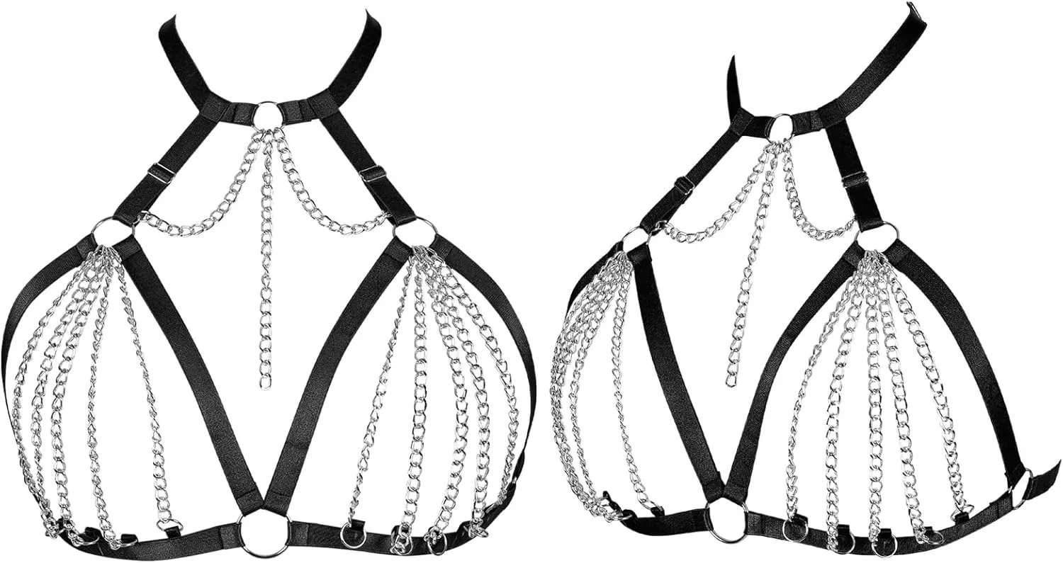 Women's Body Cage Breast Harness Belts Hollow Out Bra Strappy Plus Size Lingerie New Punk Gothic Rave Charm Tops Bras