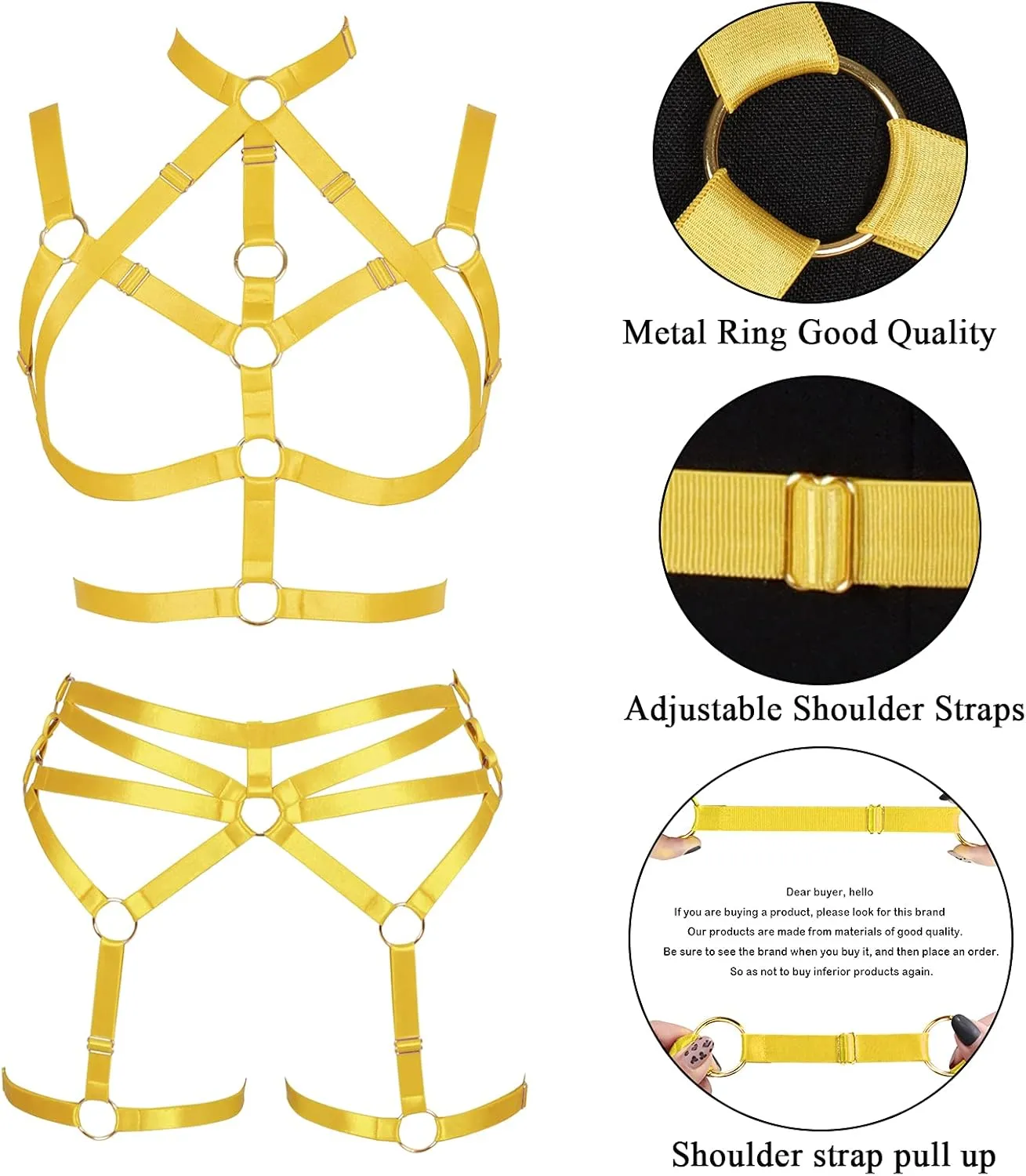 Women's Body Harness Adjustable Size Punk Gothic Bra Full Cage Garter Belt Hollow Out Belt Set Halloween Festival Rave