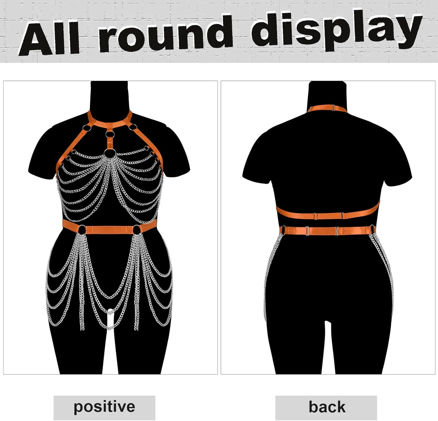 Women's Body Harness Bra Fashion Plus Size Cage Metal Chain Bra Stockings Garter Set Punk Carnival Gothic Dance Costume