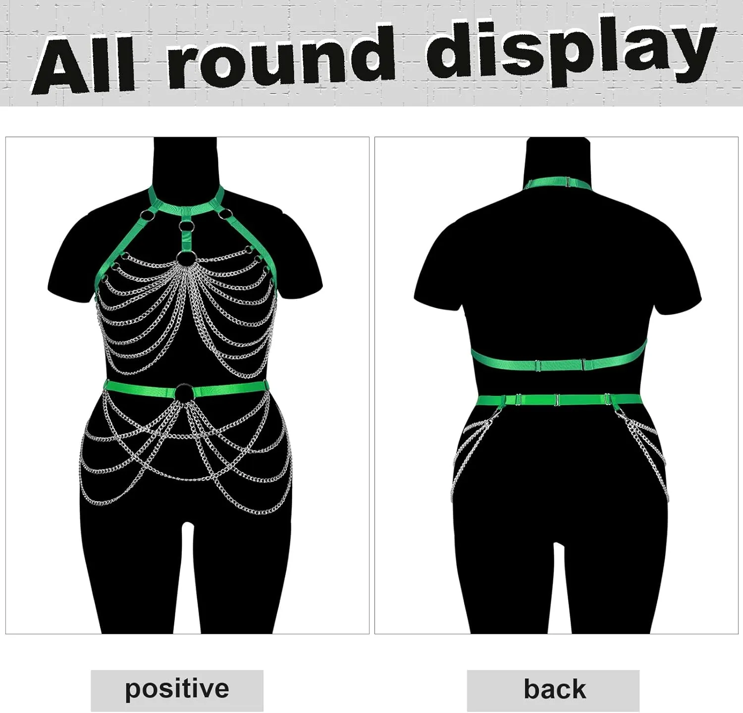 Women's Body Harness Bra Lingerie Plus Size Hollow Cage Metal Chain Bra Garter Set Carnival Punk Gothic Dance Costume
