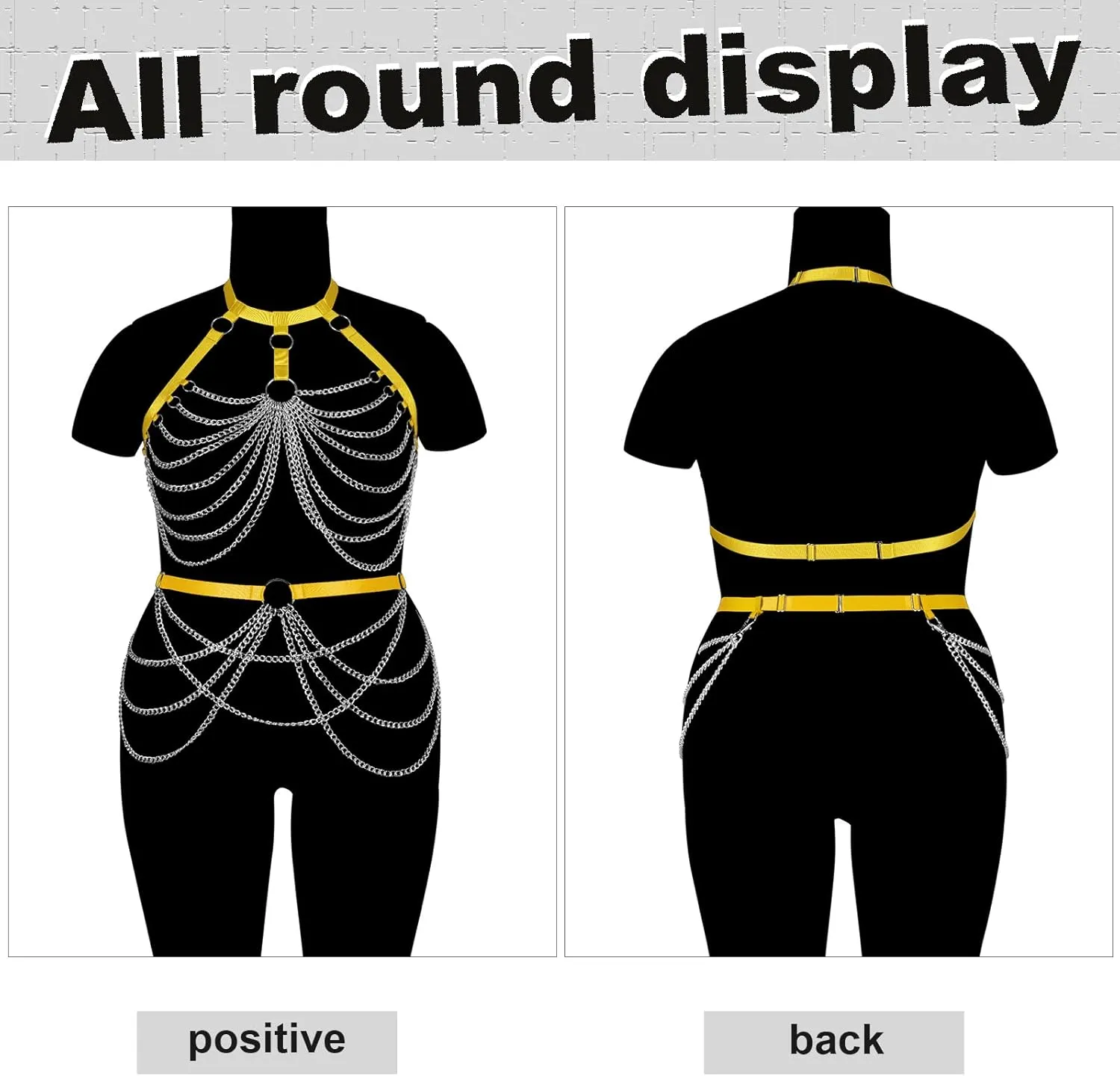 Women's Body Harness Bra Lingerie Plus Size Hollow Cage Metal Chain Bra Garter Set Carnival Punk Gothic Dance Costume