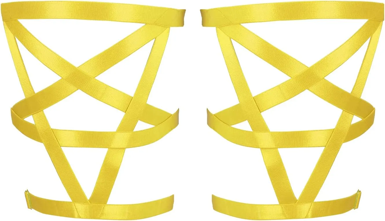 Women's Body Harness Pentagram Star Leg Loop Suspender Belt Thigh Cage Garter Belt Punk Goth Carnival Dance Costume