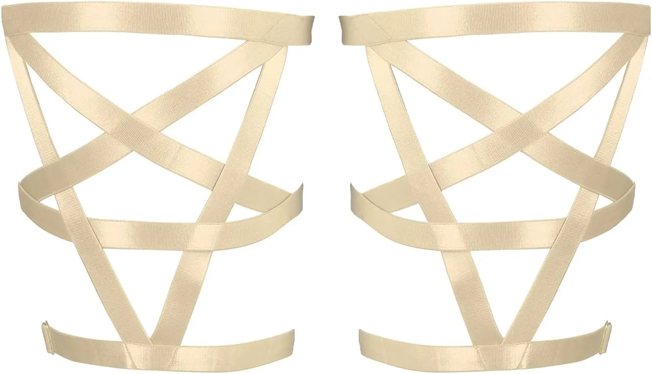 Women's Body Harness Pentagram Star Leg Loop Suspender Belt Thigh Cage Garter Belt Punk Goth Carnival Dance Costume