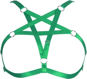 Women's Body Harness Plus Size Pentagram Fashion Bra Punk Gothic Top Hollow Belt Halloween Carnival Costume 12 Colors