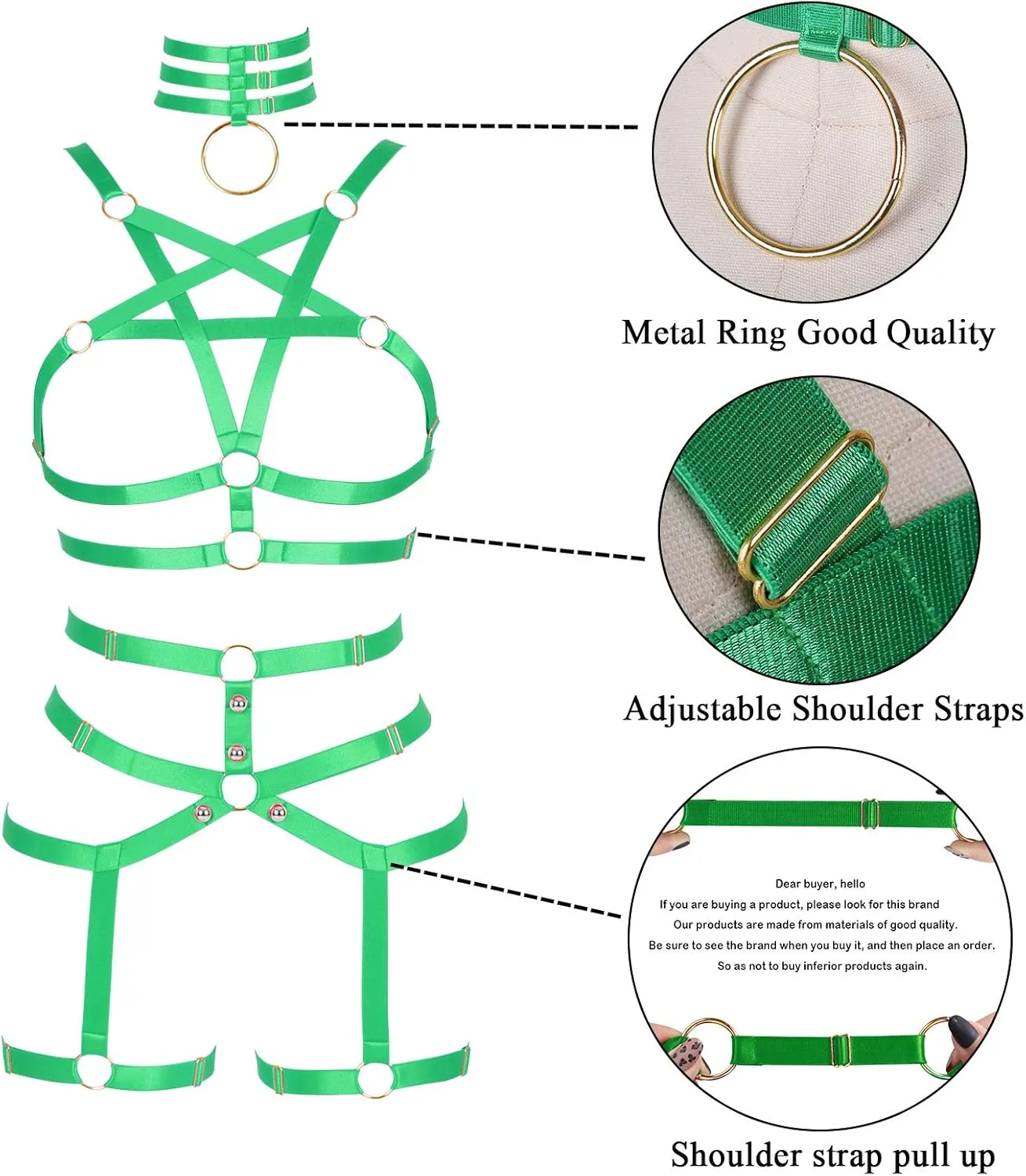 Womens Body Harness Punk Full Cage Harajuku Lingerie Strappy Hollow Out Bra Garter Belts Adjust Gothic Art Clothing