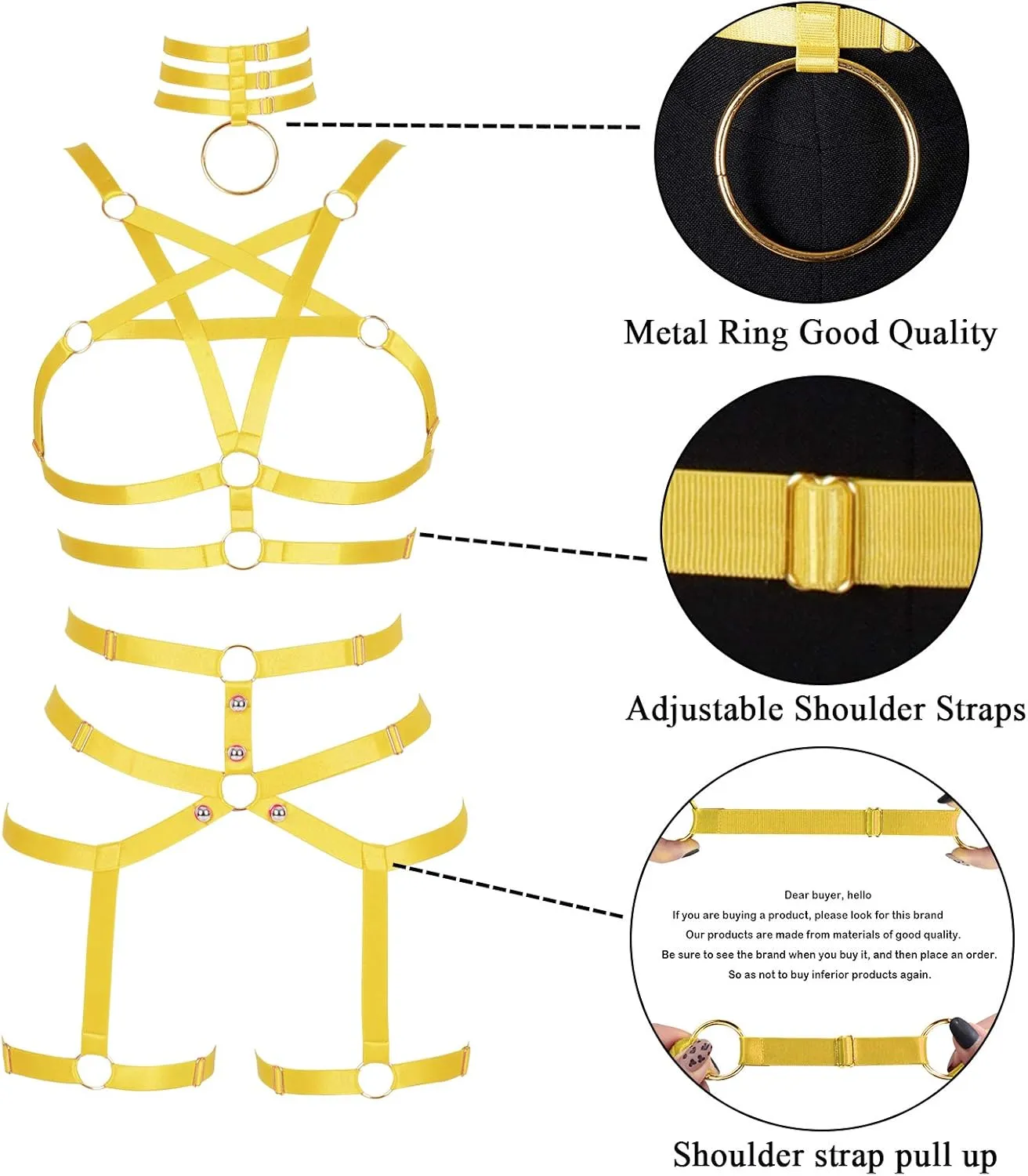 Womens Body Harness Punk Full Cage Harajuku Lingerie Strappy Hollow Out Bra Garter Belts Adjust Gothic Art Clothing
