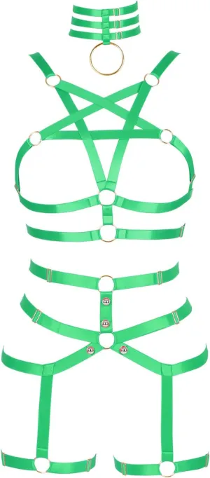 Womens Body Harness Punk Full Cage Harajuku Lingerie Strappy Hollow Out Bra Garter Belts Adjust Gothic Art Clothing