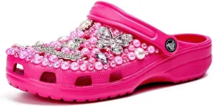 Womens Closed Toe Clog Shoes Slip on Bling Slides Mules