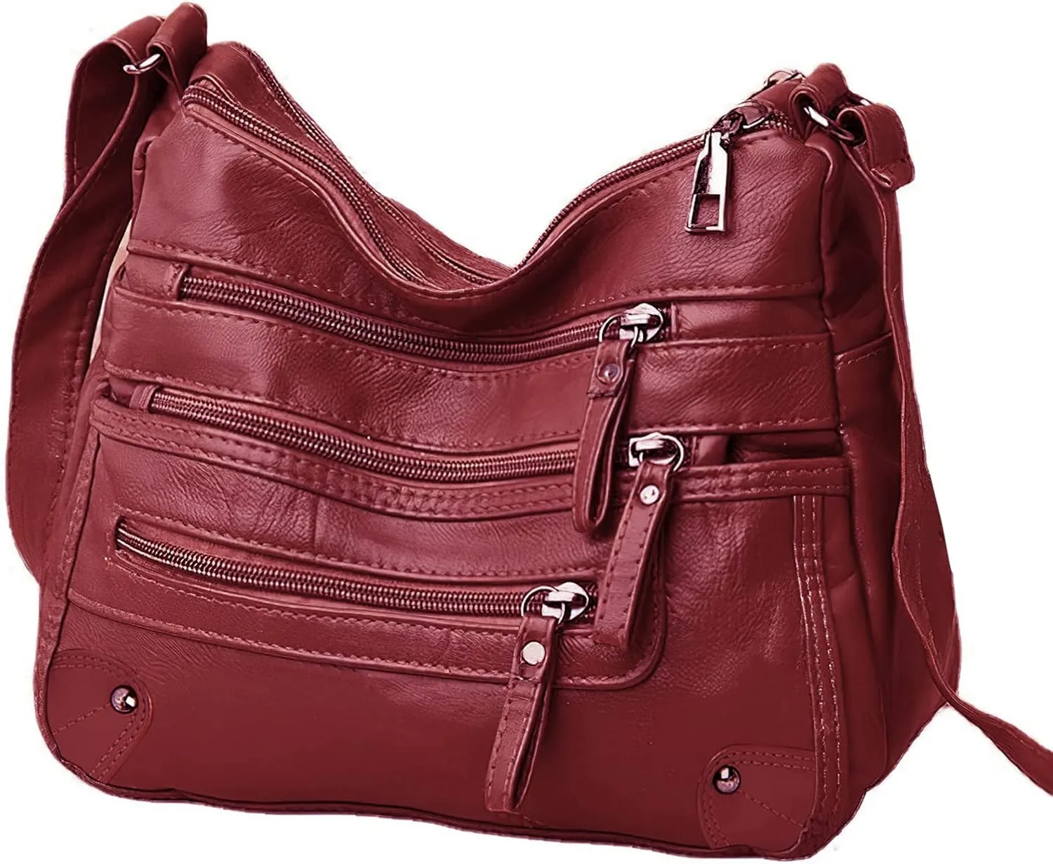 Women's Crossbody Bag Soft PU Leather Handbags Ladies Shoulder Bags Satchel Purse Multi-Pocket Messenger Bag