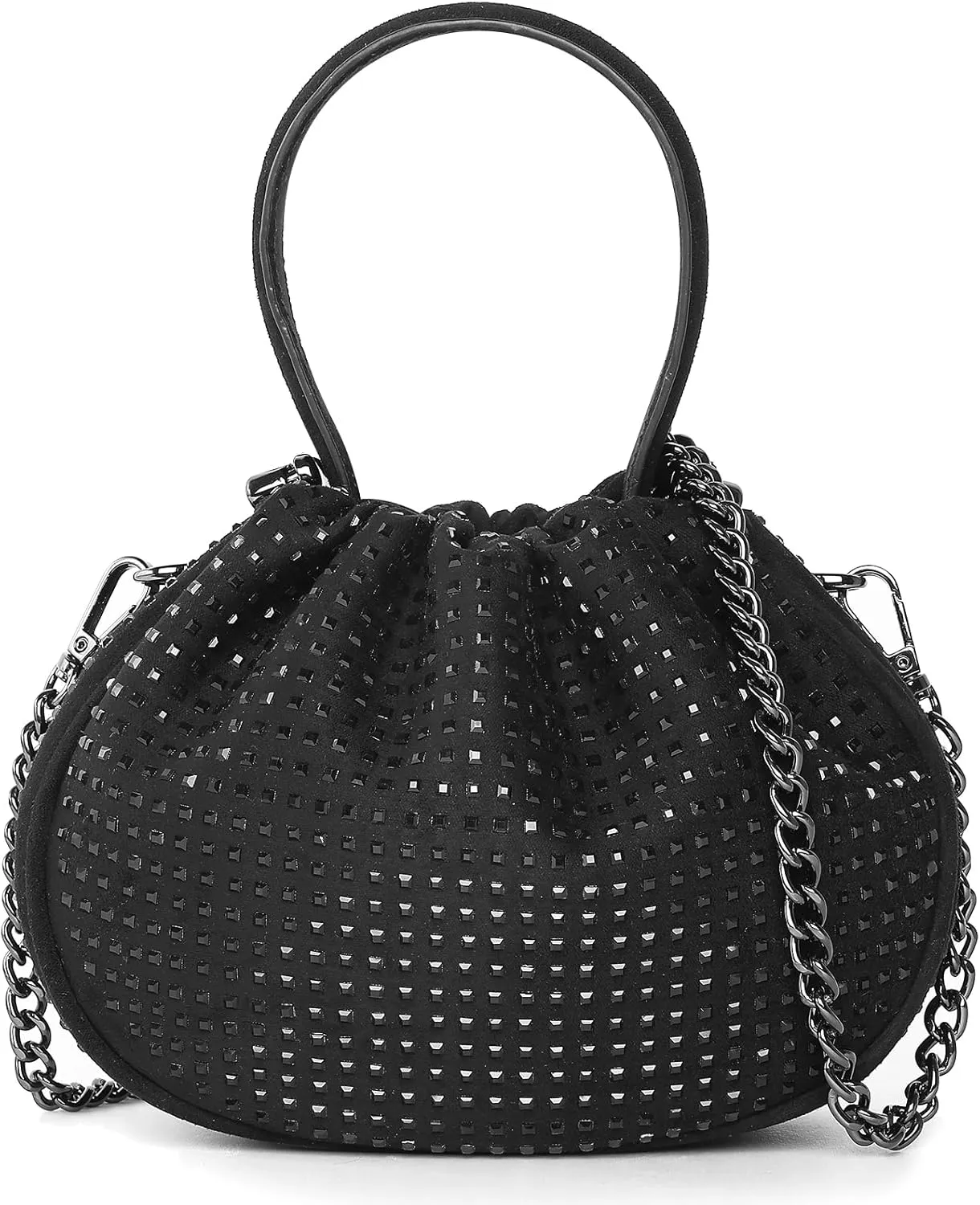 Women's Evening Bag Faux Suede Rhinestone Handbags Party Prom Clutch Purses for Wedding