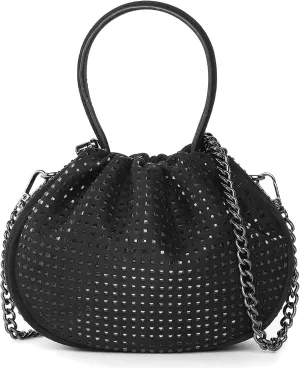 Women's Evening Bag Faux Suede Rhinestone Handbags Party Prom Clutch Purses for Wedding