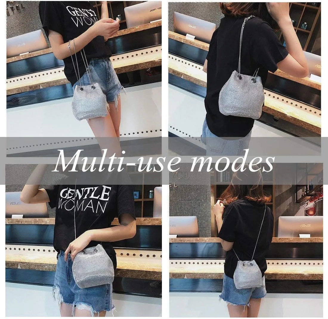 Women's Evening Bag Sparkly Rhinestone Purse Triangle Designer Chain Clutch Purse Bag Party Prom Wedding Purse