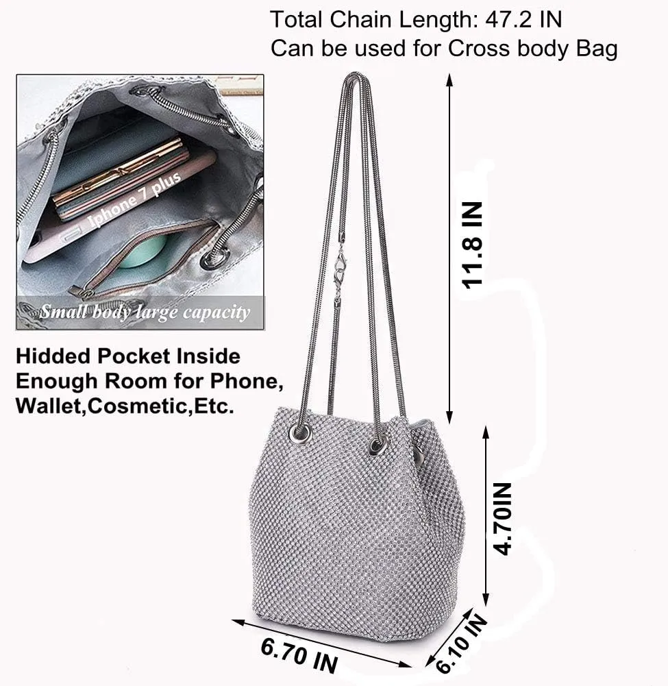 Women's Evening Bag Sparkly Rhinestone Purse Triangle Designer Chain Clutch Purse Bag Party Prom Wedding Purse