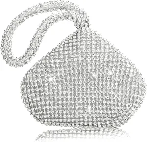 Women's Evening Bag Sparkly Rhinestone Purse Triangle Designer Chain Clutch Purse Bag Party Prom Wedding Purse