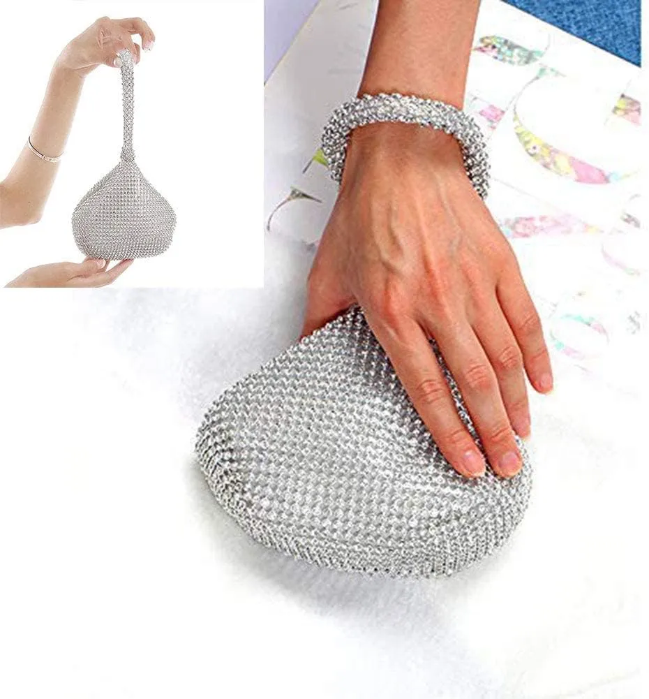 Women's Evening Bag Sparkly Rhinestone Purse Triangle Designer Chain Clutch Purse Bag Party Prom Wedding Purse
