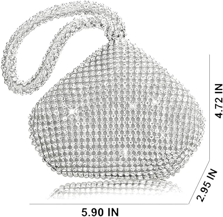 Women's Evening Bag Sparkly Rhinestone Purse Triangle Designer Chain Clutch Purse Bag Party Prom Wedding Purse