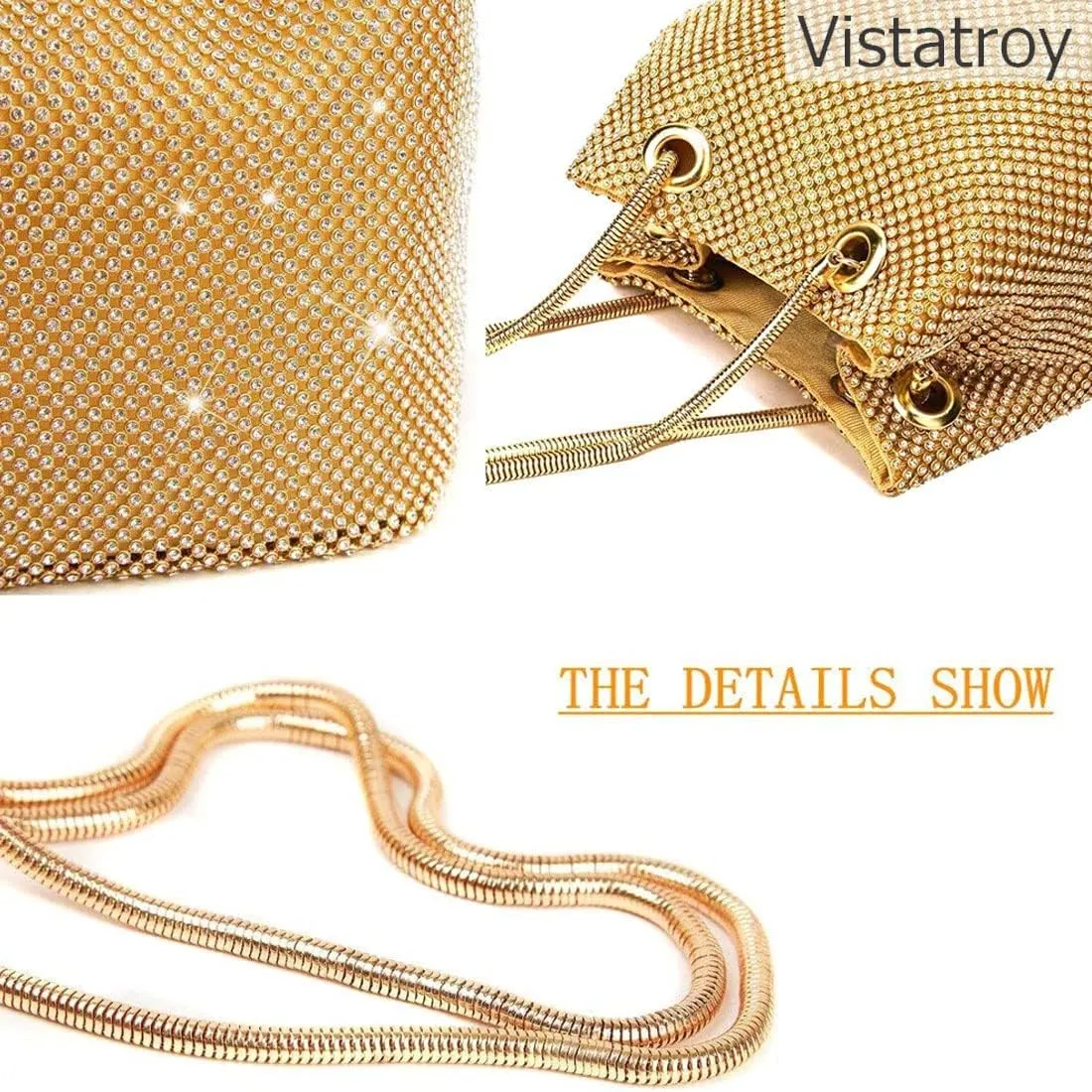 Women's Evening Bag Sparkly Rhinestone Purse Triangle Designer Chain Clutch Purse Bag Party Prom Wedding Purse