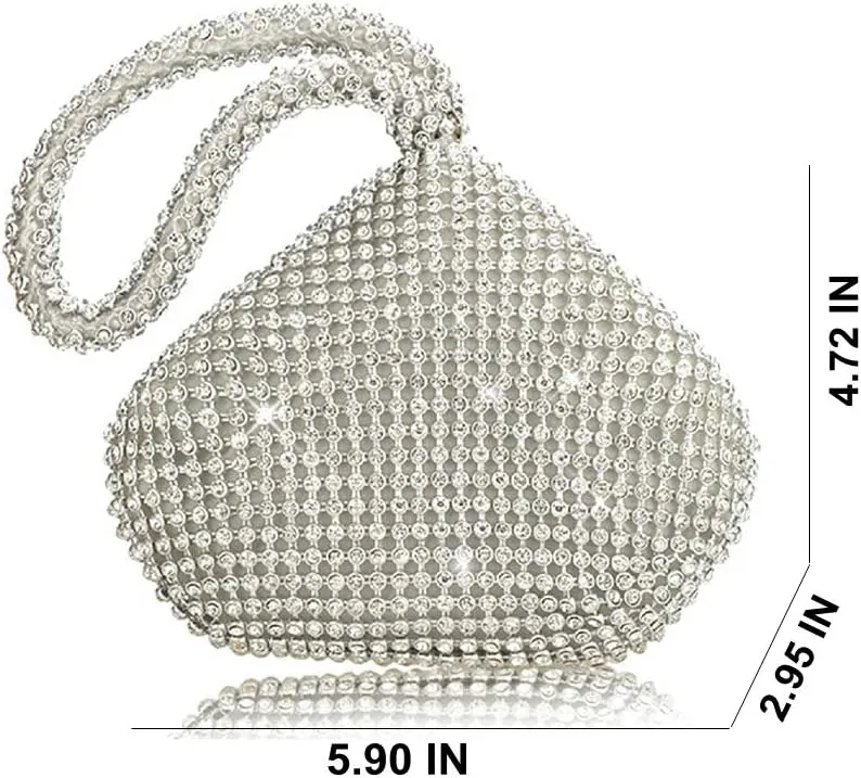 Women's Evening Bag Sparkly Rhinestone Purse Triangle Designer Chain Clutch Purse Bag Party Prom Wedding Purse