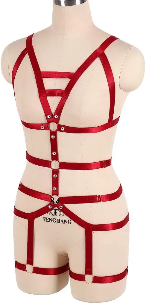 Women's Full Body Harness Garter Belt Stockings Lingerie Elastic Suspender belt