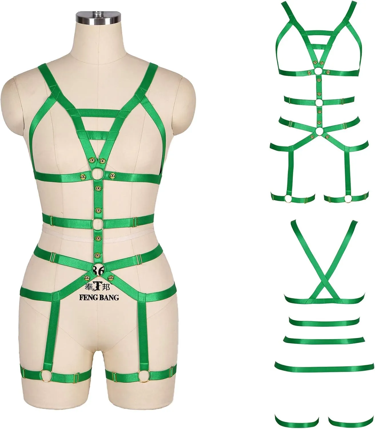 Women's Full Body Harness Garter Belt Stockings Lingerie Elastic Suspender belt