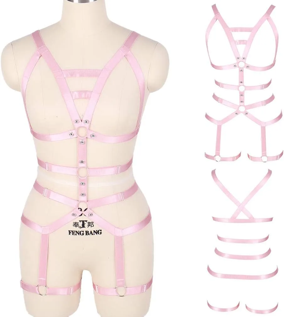 Women's Full Body Harness Garter Belt Stockings Lingerie Elastic Suspender belt