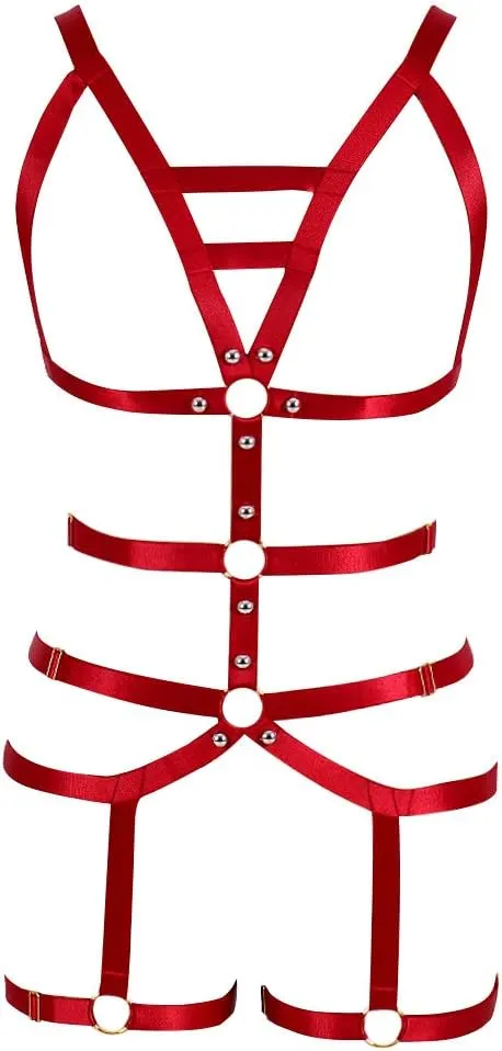 Women's Full Body Harness Garter Belt Stockings Lingerie Elastic Suspender belt