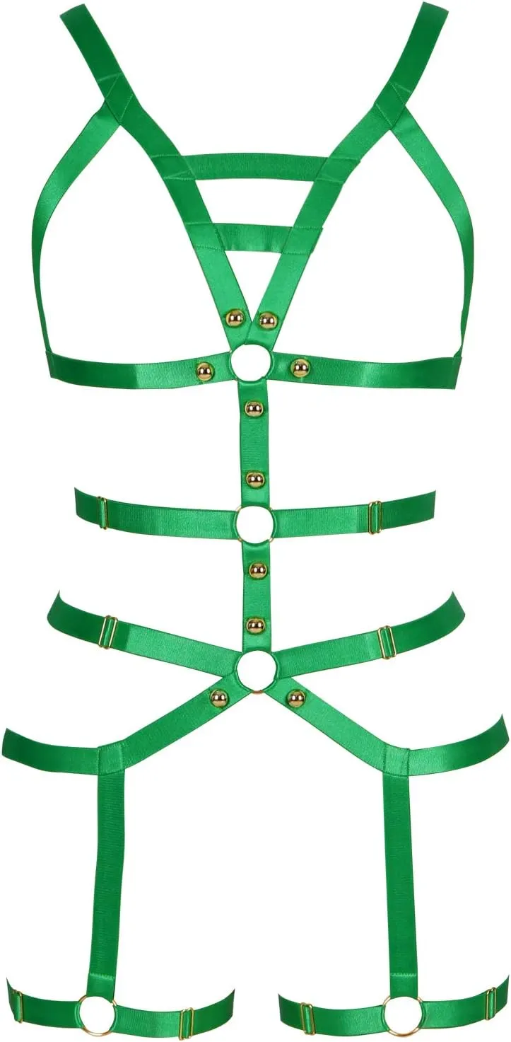 Women's Full Body Harness Garter Belt Stockings Lingerie Elastic Suspender belt