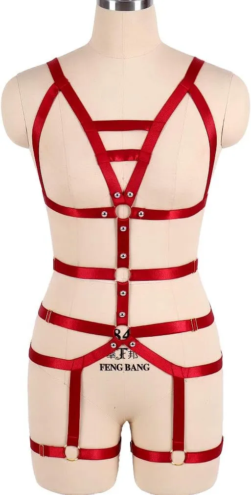 Women's Full Body Harness Garter Belt Stockings Lingerie Elastic Suspender belt